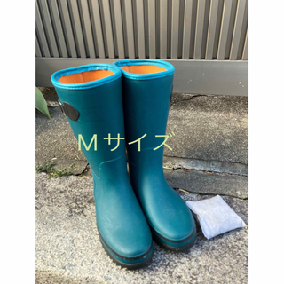 レディース【M】　防水ロングレインブーツ/ガーデニングブーツ　水色/モスブルー(レインブーツ/長靴)