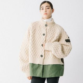 ブランバスク(blanc basque)のBLANC BASQUE  アラン編みKnit×中綿キルティング　切替えブルゾン(ブルゾン)