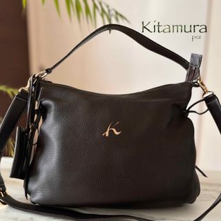 【美品】KITAMURA 2 本革 ショルダーバッグ リアルファー