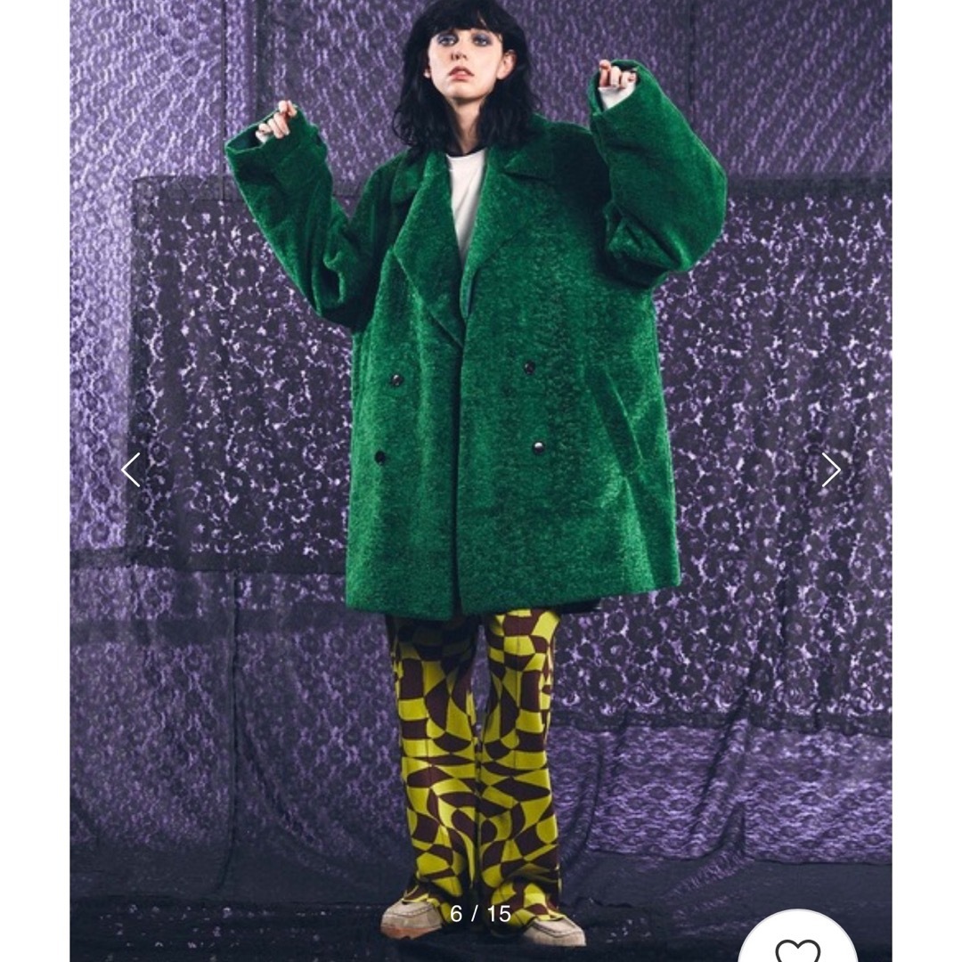 maison special チェックボアオーバーコート