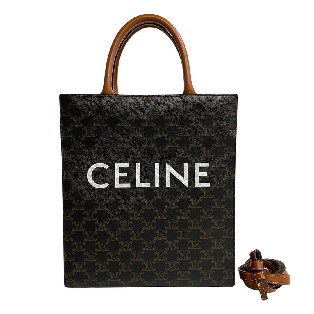 celine(セリーヌ)の未使用保管品 レア CELINE セリーヌ スモール バーティカル カバ レザー 本革 2way ミニ トートバッグ ショルダーバッグ ブラウン 52786 レディースのバッグ(トートバッグ)の商品写真