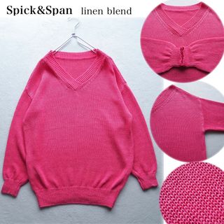 スピックアンドスパン(Spick & Span)のSpick&Span 洗える 2WAY VERSEリネンニット 天竺 ピンク(ニット/セーター)