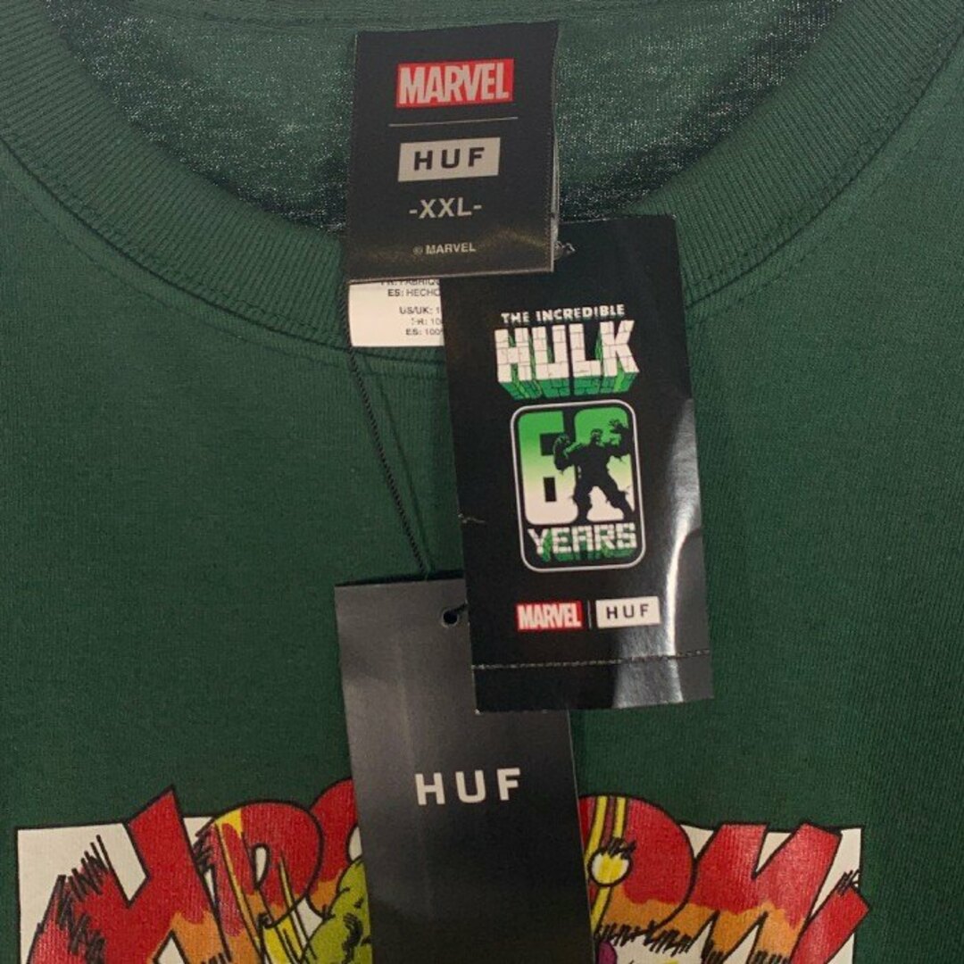 HUF(ハフ)のHUF ハフ MARVEL マーベル HULK RAGE S/S TEE ハルク プリントTシャツ グリーン Size XXL メンズのトップス(Tシャツ/カットソー(半袖/袖なし))の商品写真