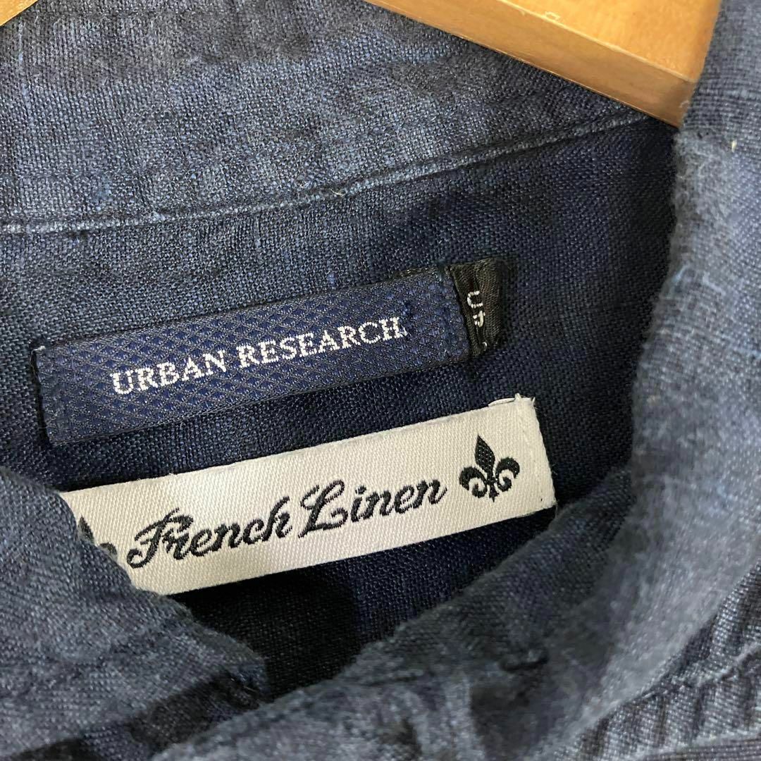 URBAN RESEARCH(アーバンリサーチ)のアーバンリサーチ　リネンシャツ　ネイビー　古着　長袖 メンズのトップス(シャツ)の商品写真