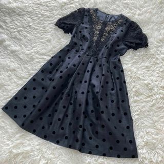 ジルスチュアート(JILLSTUART)のジルスチュアート　水玉ワンピース　膝丈　ブラック　160　S(ひざ丈ワンピース)