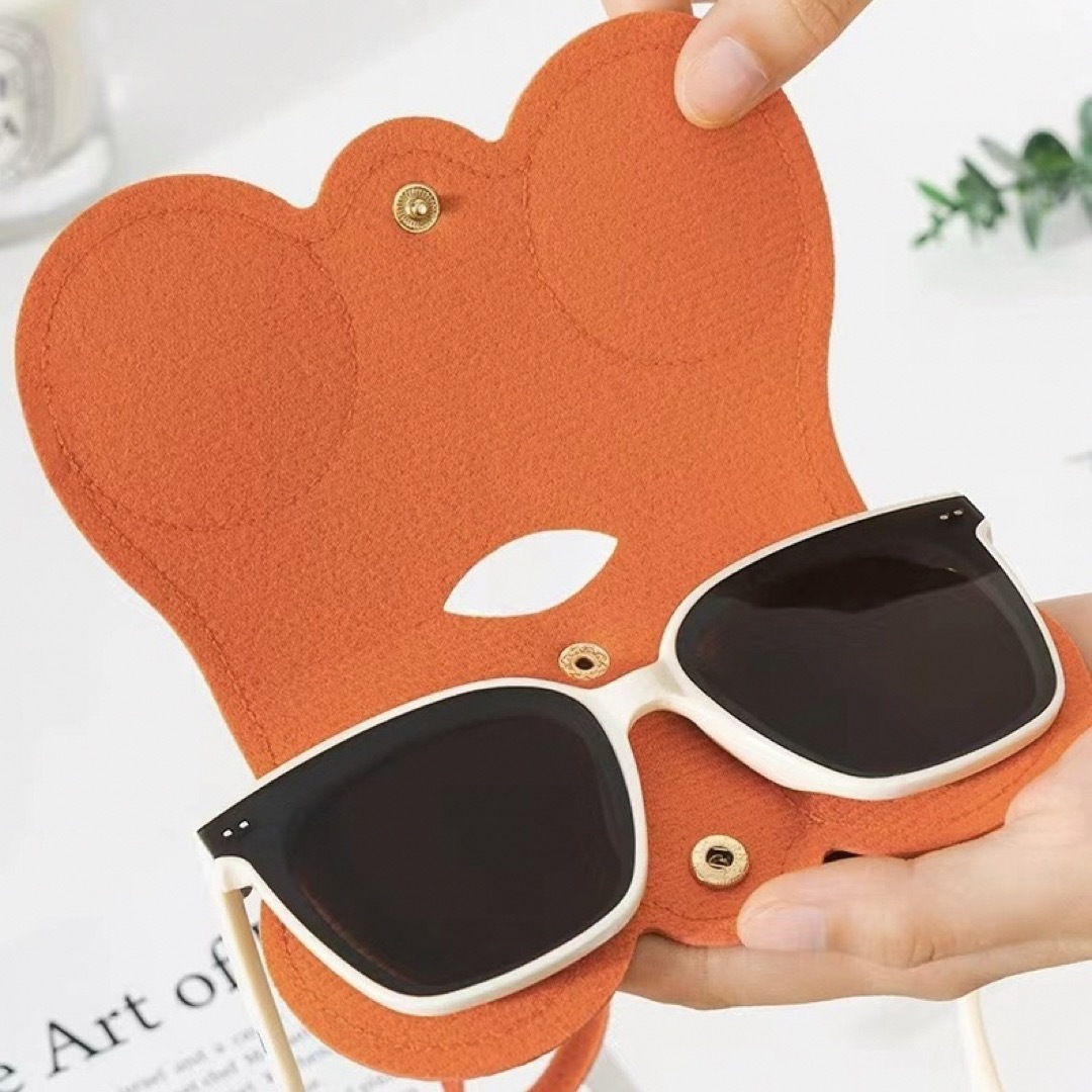 メガネケース サングラスケース フェイクレザー オレンジ レディース メンズ レディースのファッション小物(サングラス/メガネ)の商品写真