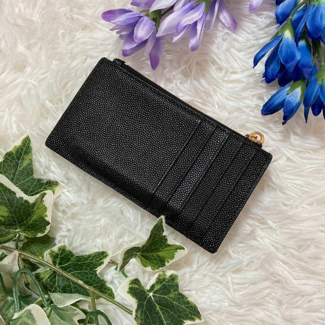 Yves Saint Laurent(イヴサンローラン)の極々美品✨サンローラン フラグメントケース YSLロゴ キャビアスキン ブラック レディースのファッション小物(コインケース)の商品写真