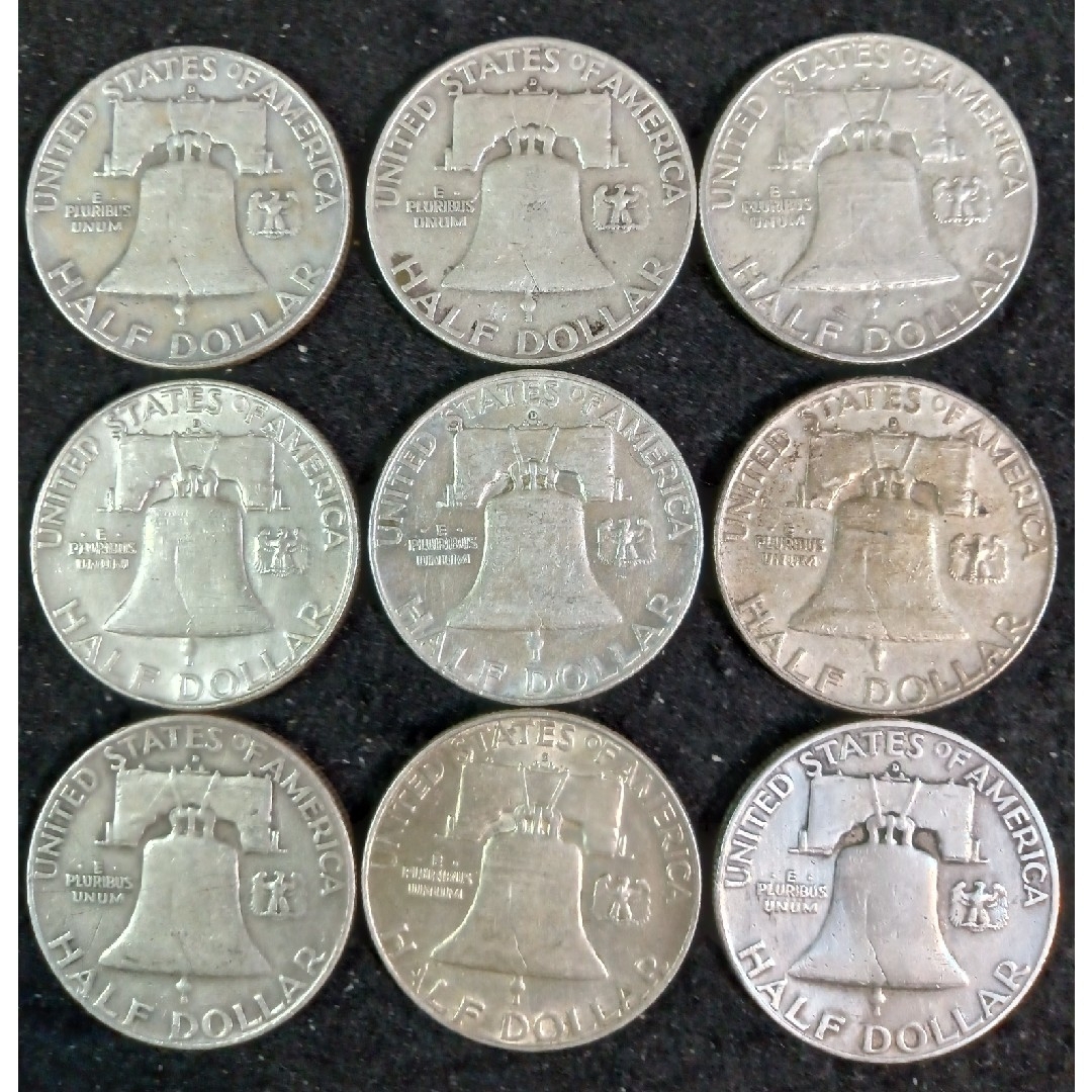 銀貨ベンジャミンフランクリンハーフダラーsilver900 銀貨57.58.59