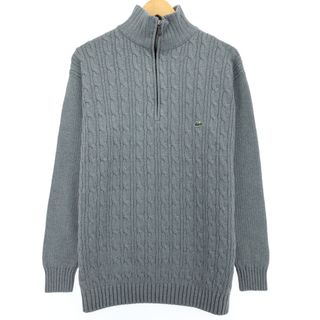 ラコステ(LACOSTE)の古着 ラコステ LACOSTE ケーブル編み コットンニットハーフジップセーター メンズL /eaa416210(ニット/セーター)