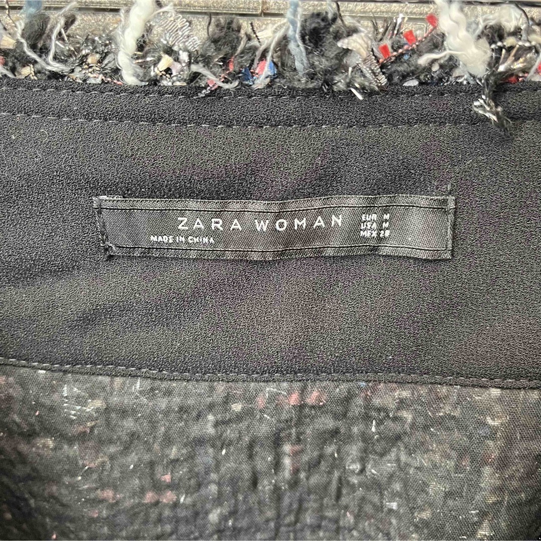 ZARA(ザラ)のザラ ミニ スカート  ブラック プリーツ 台形 スパンコール　ツイード　パール レディースのスカート(ミニスカート)の商品写真