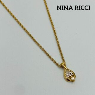 ニナリッチ(NINA RICCI)の★NINA RICCI★ネックレス NRロゴ ドロップ ラインストーン ゴールド(ネックレス)