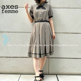 アクシーズファム(axes femme)のaxes femme クロスタイ付ワンピース カーキ(ひざ丈ワンピース)