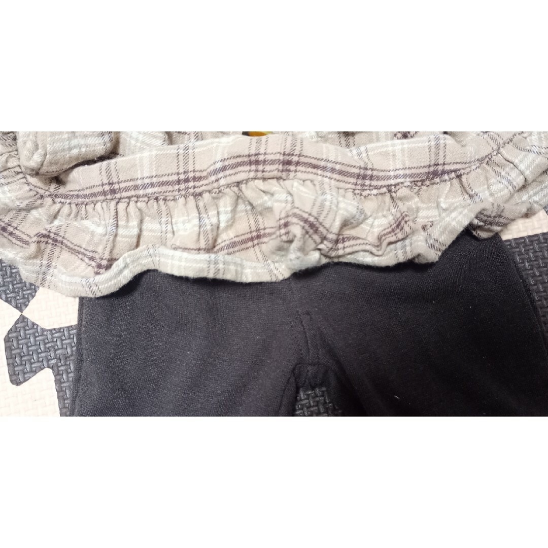 スカートパンツ 80cm ブラウン チェック柄 ズボン キッズ/ベビー/マタニティのベビー服(~85cm)(パンツ)の商品写真
