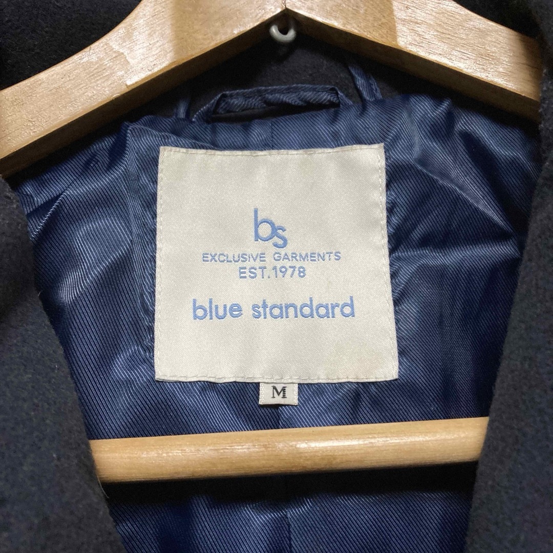 【割引あり！】blue standard ノーカラーコート　フード　秋冬 レディースのジャケット/アウター(ロングコート)の商品写真