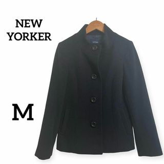 ニューヨーカー(NEWYORKER)の美品　NEWYORKER　ニューヨーカー　アンゴラウールコート　紺　ネイビー　М(ノーカラージャケット)