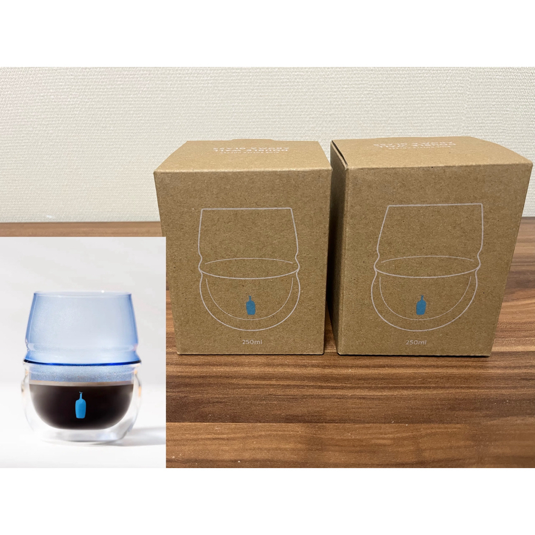 Blue Bottle Coffee(ブルーボトルコーヒー)の【福岡店限定品】ブルーボトルコーヒー　ダブルウォールアロマグラス　2点セット インテリア/住まい/日用品のキッチン/食器(グラス/カップ)の商品写真