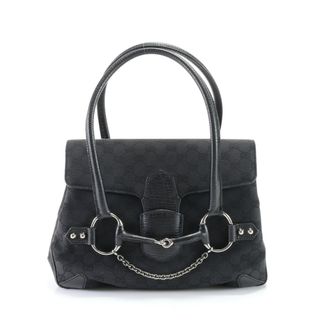 グッチ(Gucci)のグッチ GGキャンバス ホースビット 120982 002058 レザー トート バッグ 肩掛け ショルダー ハンド ブラック レディース EEM N18-8(トートバッグ)