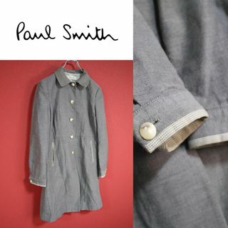 ポールスミス(Paul Smith)の【希少】Paul Smith 裏地総柄 袖切り替え 丸襟 デザイン ロングコート(ロングコート)