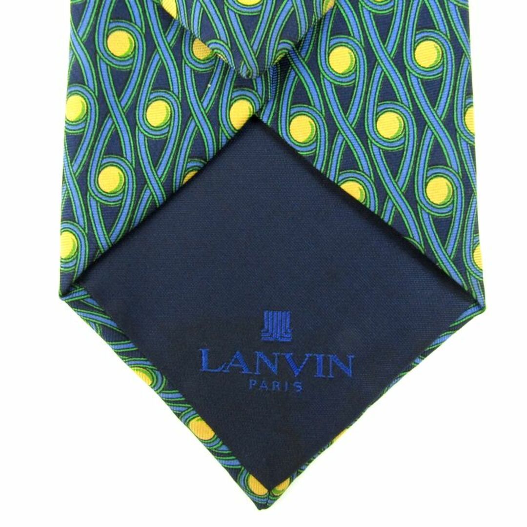 LANVIN(ランバン)のランバン ブランドネクタイ チェック柄 ドット柄 シルク フランス製 メンズ ネイビー LANVIN メンズのファッション小物(ネクタイ)の商品写真