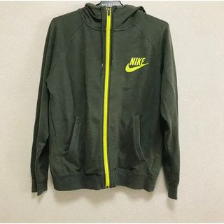 ナイキ(NIKE)のNIKE ナイキ　ダークグレー　灰色　ロゴ　ネオンイエロー  パーカー(パーカー)