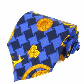 ジャンニヴェルサーチ(Gianni Versace)のジャンニ・ヴェルサーチ ブランドネクタイ チェック柄 シルク イタリア製 メンズ ネイビー Gianni Versace(ネクタイ)