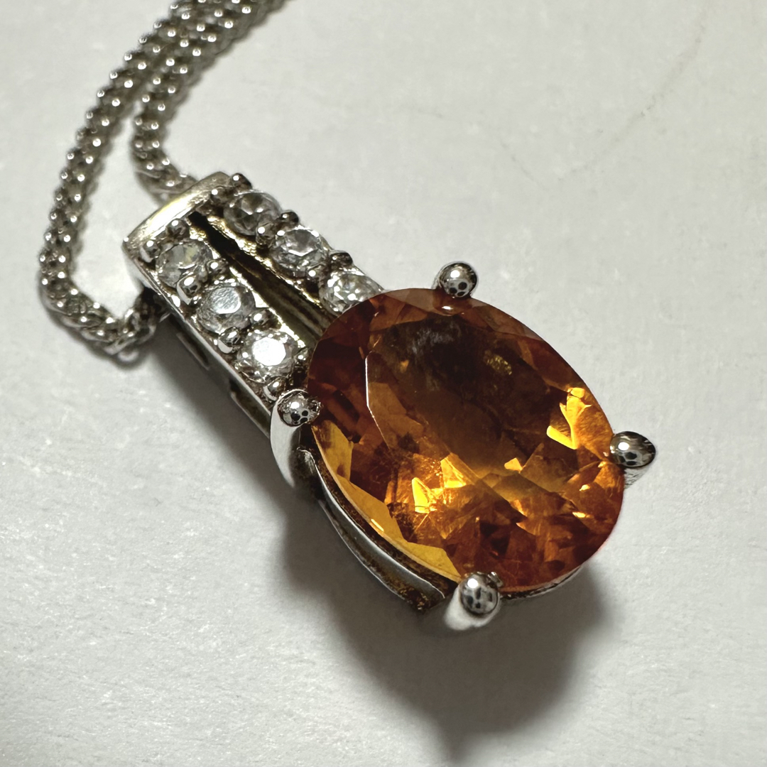 ヴィンテージ シルバー オレンジ 色石 ネックレス レディースのアクセサリー(ネックレス)の商品写真