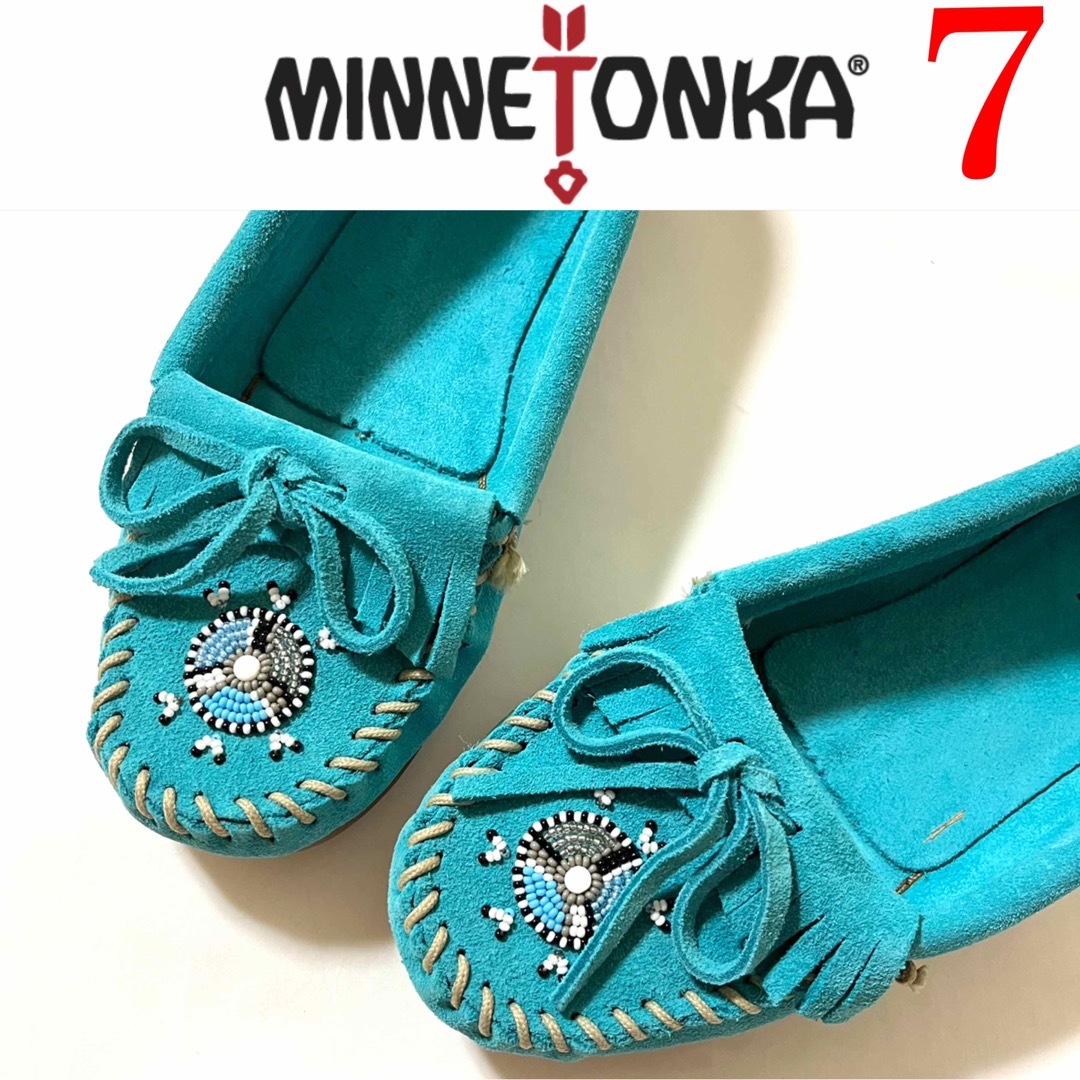 Minnetonka(ミネトンカ)のMINNETONKA ミネトンカ ビーズ刺繍　モカシン ターコイズ　24㎝　7 レディースの靴/シューズ(スリッポン/モカシン)の商品写真