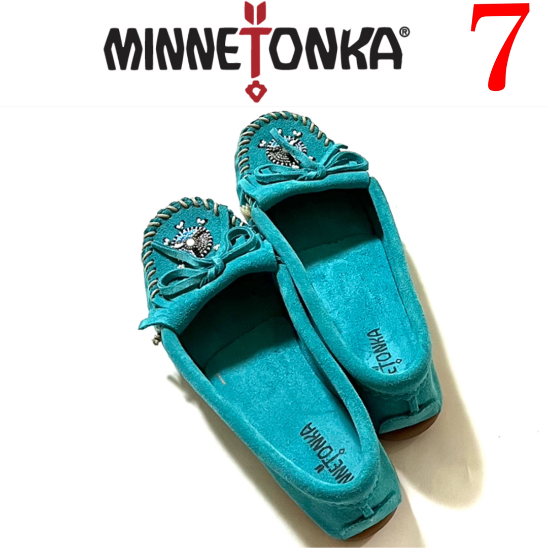 Minnetonka(ミネトンカ)のMINNETONKA ミネトンカ ビーズ刺繍　モカシン ターコイズ　24㎝　7 レディースの靴/シューズ(スリッポン/モカシン)の商品写真