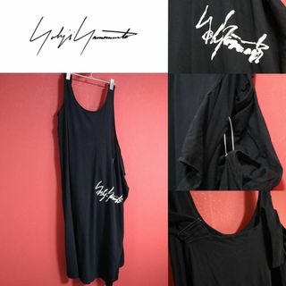 ヨウジヤマモト(Yohji Yamamoto)の【極希少】Yohji Yamamoto ロゴプリント 安全ピン ロングワンピース(ロングワンピース/マキシワンピース)