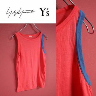 ヨウジヤマモト(Yohji Yamamoto)の【希少デザイン】Y's ヨウジヤマモト 袖 配色切り替え ノースリーブ Tシャツ(Tシャツ(半袖/袖なし))