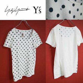 ヨウジヤマモト(Yohji Yamamoto)の【極希少】Y's ヨウジヤマモト ドット＆ロゴデザイン クルーネック Tシャツ(Tシャツ(半袖/袖なし))