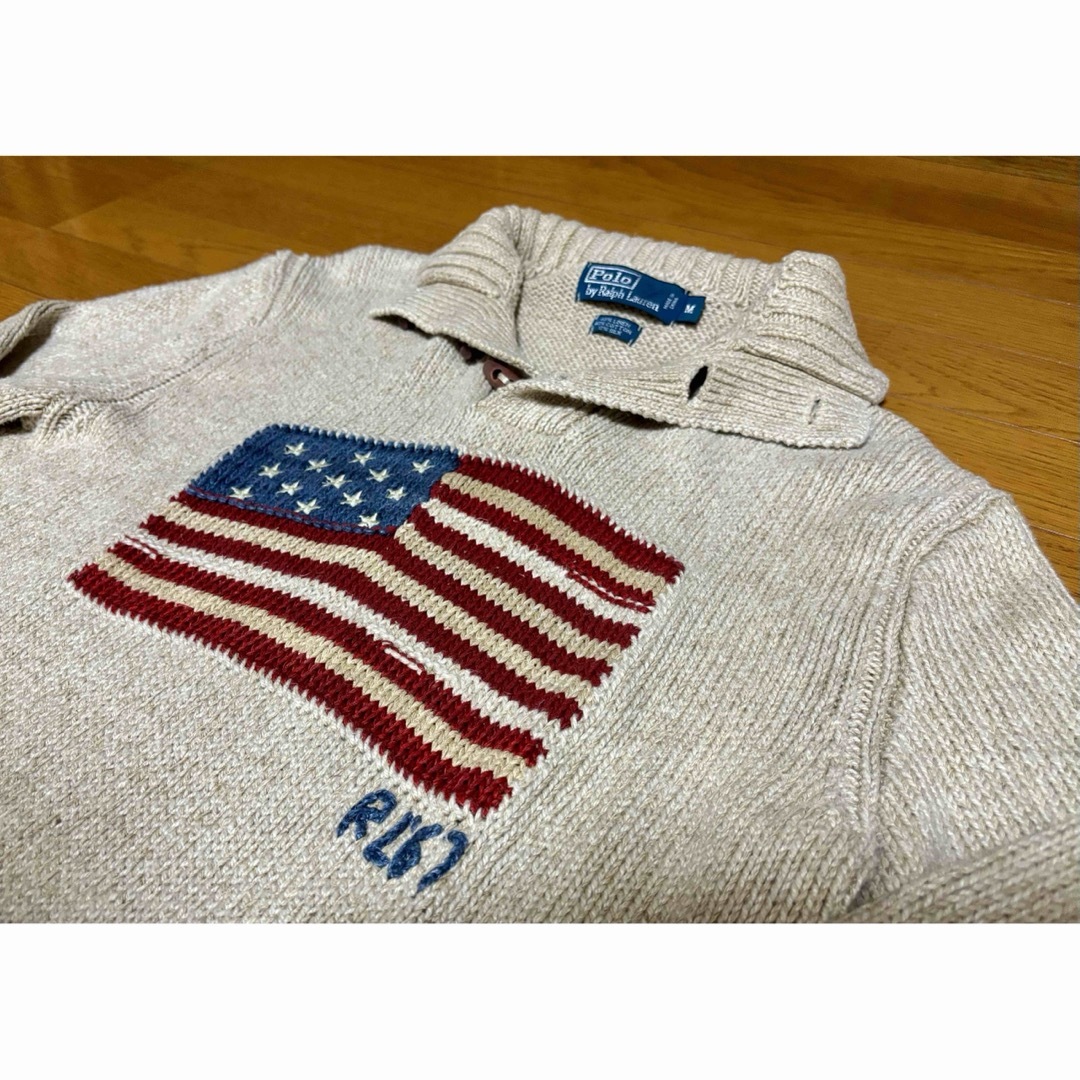 Ralph Lauren(ラルフローレン)のラルフローレン　星条旗ニット　Mサイズ　ハイネック　90s リネン　シルク メンズのトップス(ニット/セーター)の商品写真