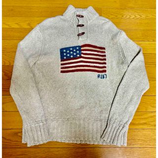 ラルフローレン(Ralph Lauren)のラルフローレン　星条旗ニット　Mサイズ　ハイネック　90s リネン　シルク(ニット/セーター)