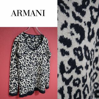 アルマーニ(Armani)の【スペシャル】ARMANI JEANS レオパード 総柄 Vネック ニット(ニット/セーター)