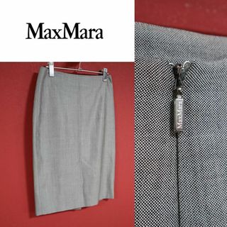 マックスマーラ(Max Mara)の【最高級】MaxMara マックスマーラ シルク混 ロゴジップデザイン スカート(ひざ丈スカート)