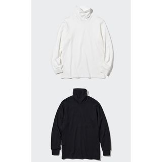 ユニクロ(UNIQLO)のUNIQLO ソフトタッチタートルネックT 黒＆白　2点セット　XXL(Tシャツ/カットソー(七分/長袖))