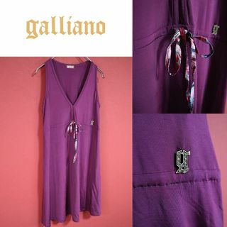 ガリアーノ(GALLIANO)の【極希少】galliano ロゴ プレートデザイン パープル ロングワンピース(ロングワンピース/マキシワンピース)