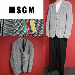 エムエスジイエム(MSGM)の【オーバーサイズ】MSGM ギンガムチェック シアサッカー素材 テーラードJKT(テーラードジャケット)