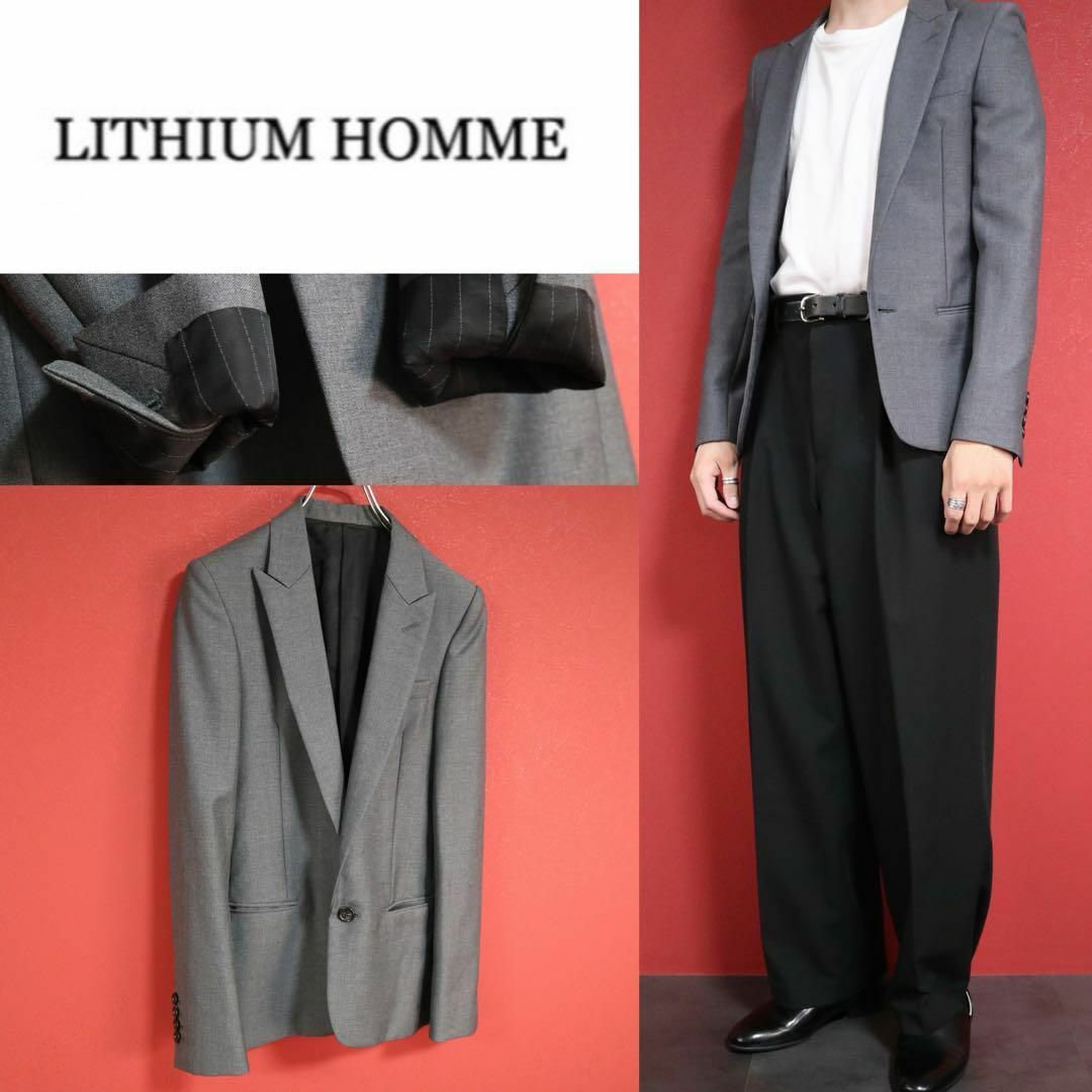 LITHIUM HOMME(リチウムオム)のLITHIUM HOMME 袖裏ストライプ 上質ウール テーラードジャケット メンズのジャケット/アウター(テーラードジャケット)の商品写真