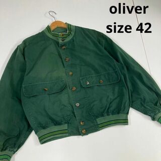 oliver - oliver ジャケット　ブルゾン　リブ　フェード　42 古着　デカポケ