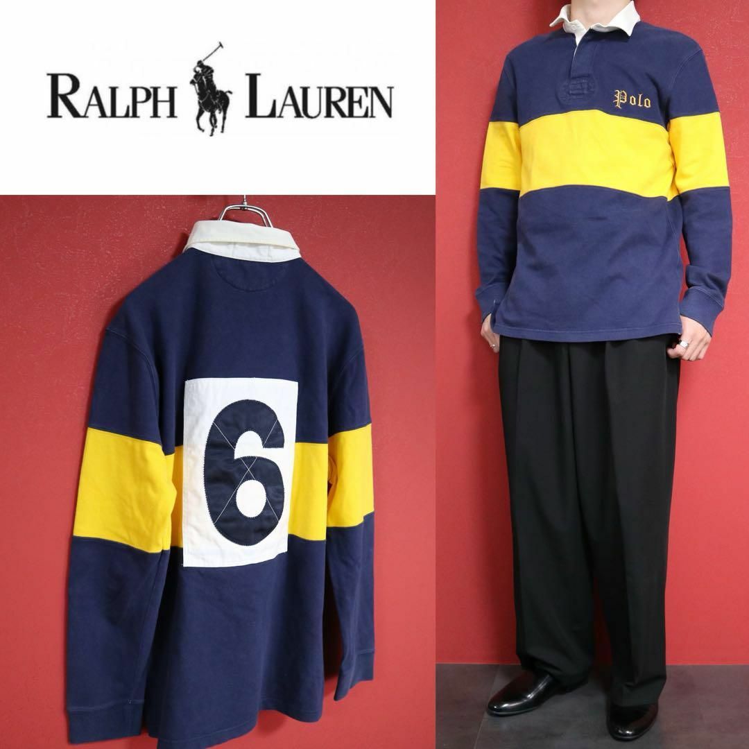 Ralph Lauren(ラルフローレン)の【希少ヴィンテージ】Polo by Ralph Lauren 刺繍 ラガーシャツ メンズのトップス(Tシャツ/カットソー(七分/長袖))の商品写真