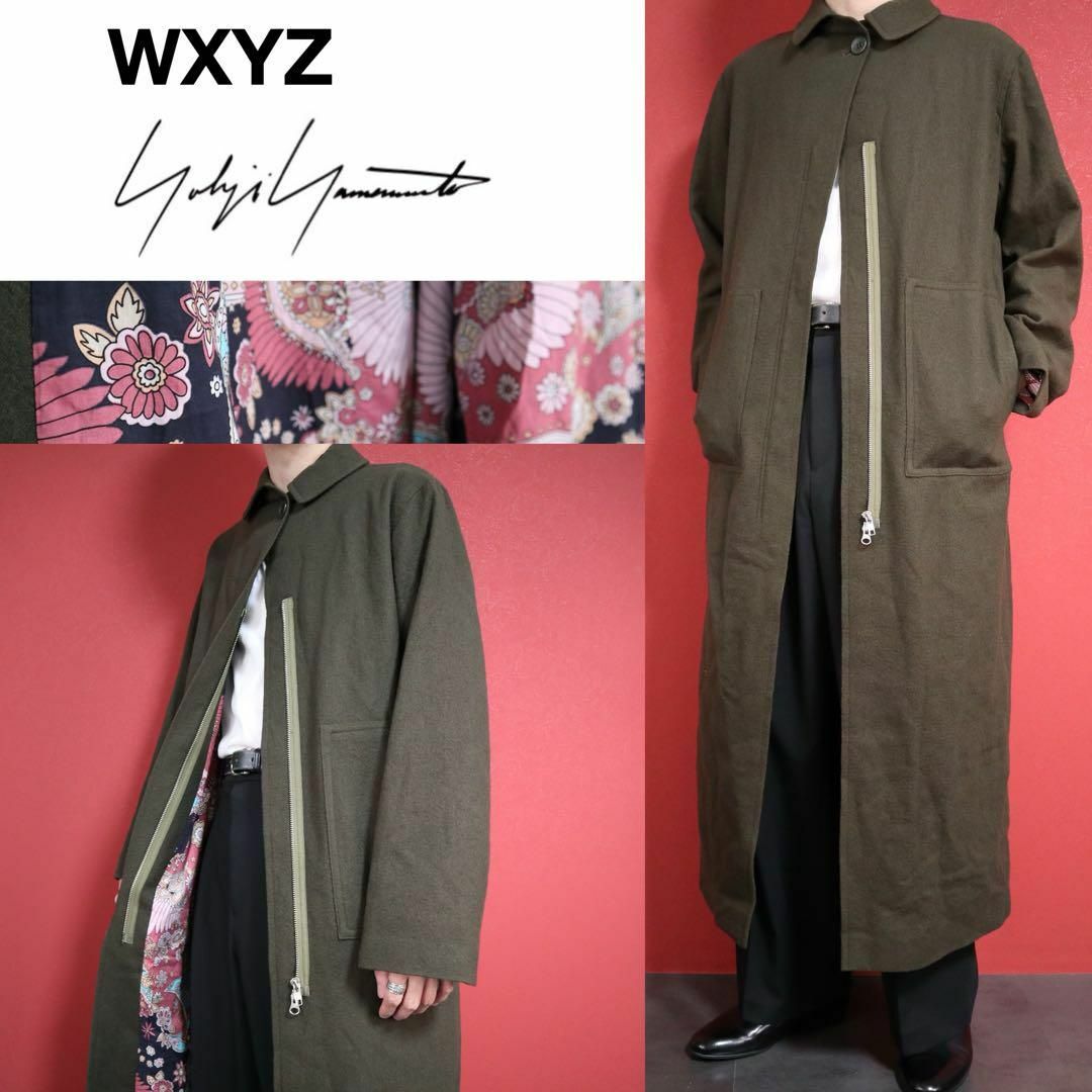 Yohji Yamamoto(ヨウジヤマモト)の【スペシャル】WXYZ ヨウジヤマモト 裏地花柄 ジップデザイン ロングコート レディースのジャケット/アウター(ロングコート)の商品写真