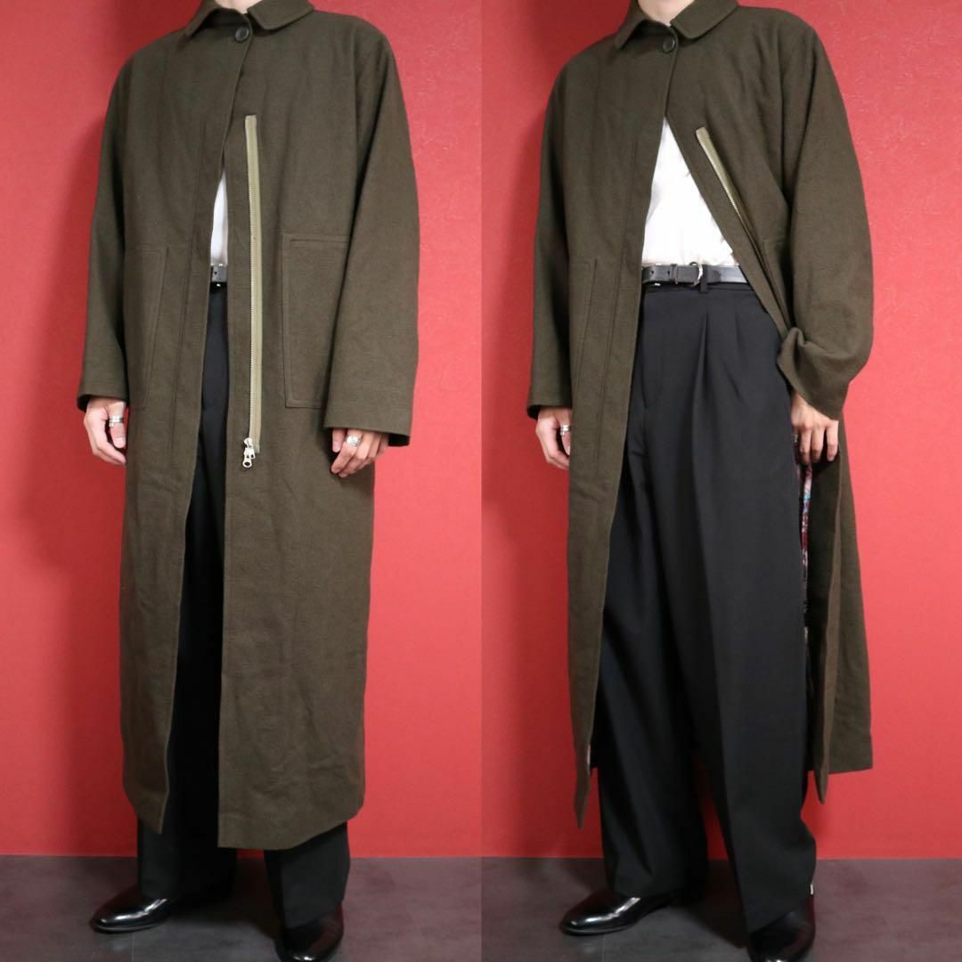 Yohji Yamamoto(ヨウジヤマモト)の【スペシャル】WXYZ ヨウジヤマモト 裏地花柄 ジップデザイン ロングコート レディースのジャケット/アウター(ロングコート)の商品写真