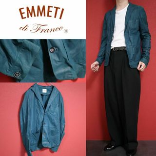 エンメティ(EMMETI)の【希少カラー】EMMETI ボタンデザイン ターコイズブルー ラムレザー JKT(レザージャケット)