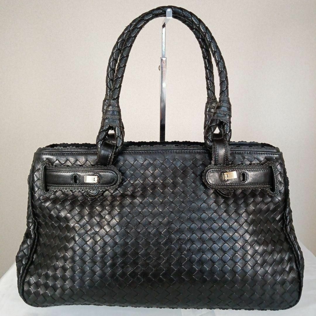 Bottega Veneta(ボッテガヴェネタ)の美品　ボッテガヴェネタ　激レア　トートバッグ　イントレチャート　大容量　黒系 メンズのバッグ(トートバッグ)の商品写真