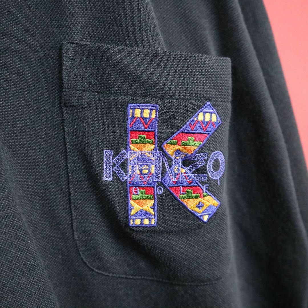 KENZO(ケンゾー)の【モード】KENZO ロゴ刺繍 ハーフボタン 民族柄 デザイン ポロシャツ 長袖 メンズのトップス(スウェット)の商品写真