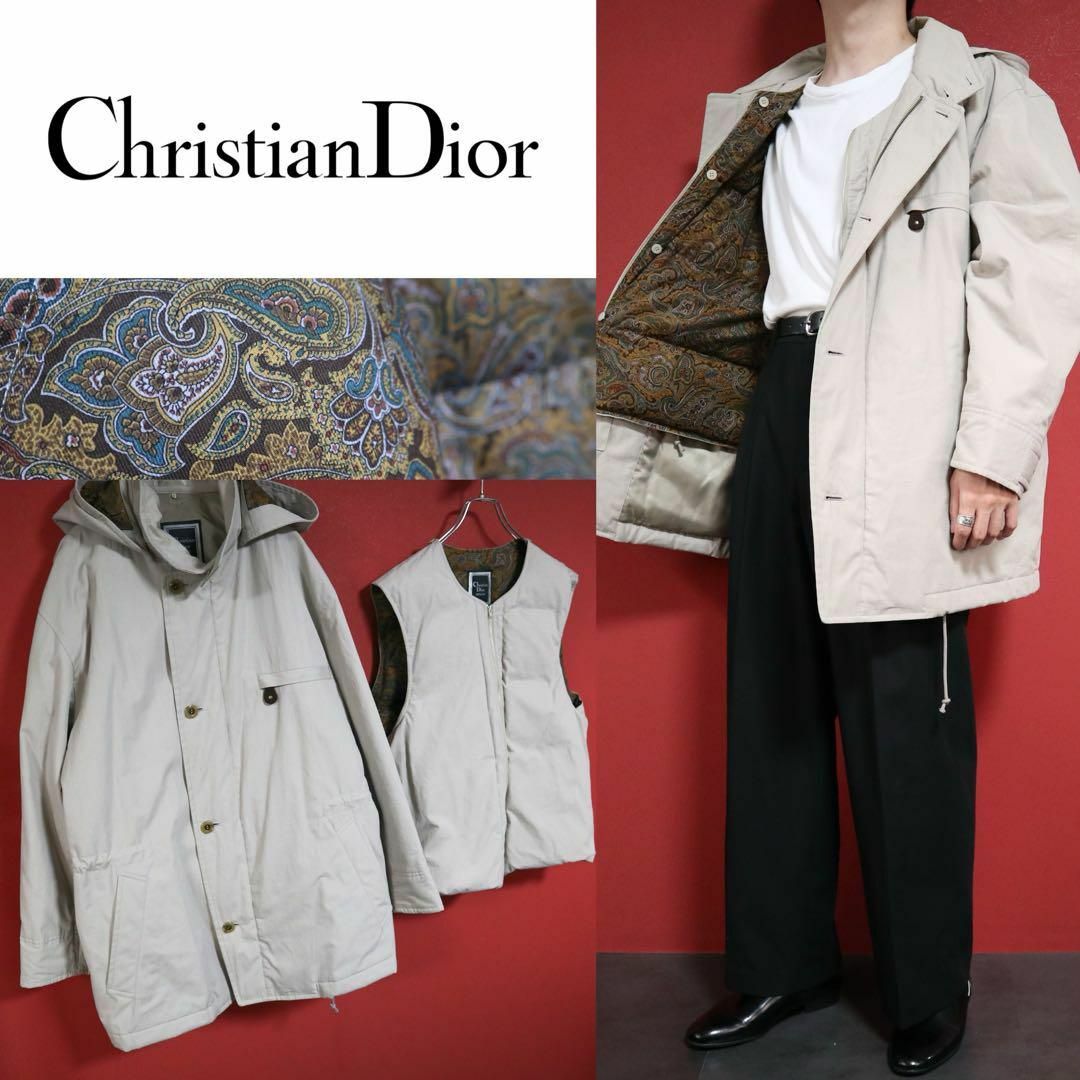 Christian Dior(クリスチャンディオール)の【極希少/２点セット】Christian Dior 裏地ペイズリー ダウンJKT メンズのジャケット/アウター(ダウンジャケット)の商品写真