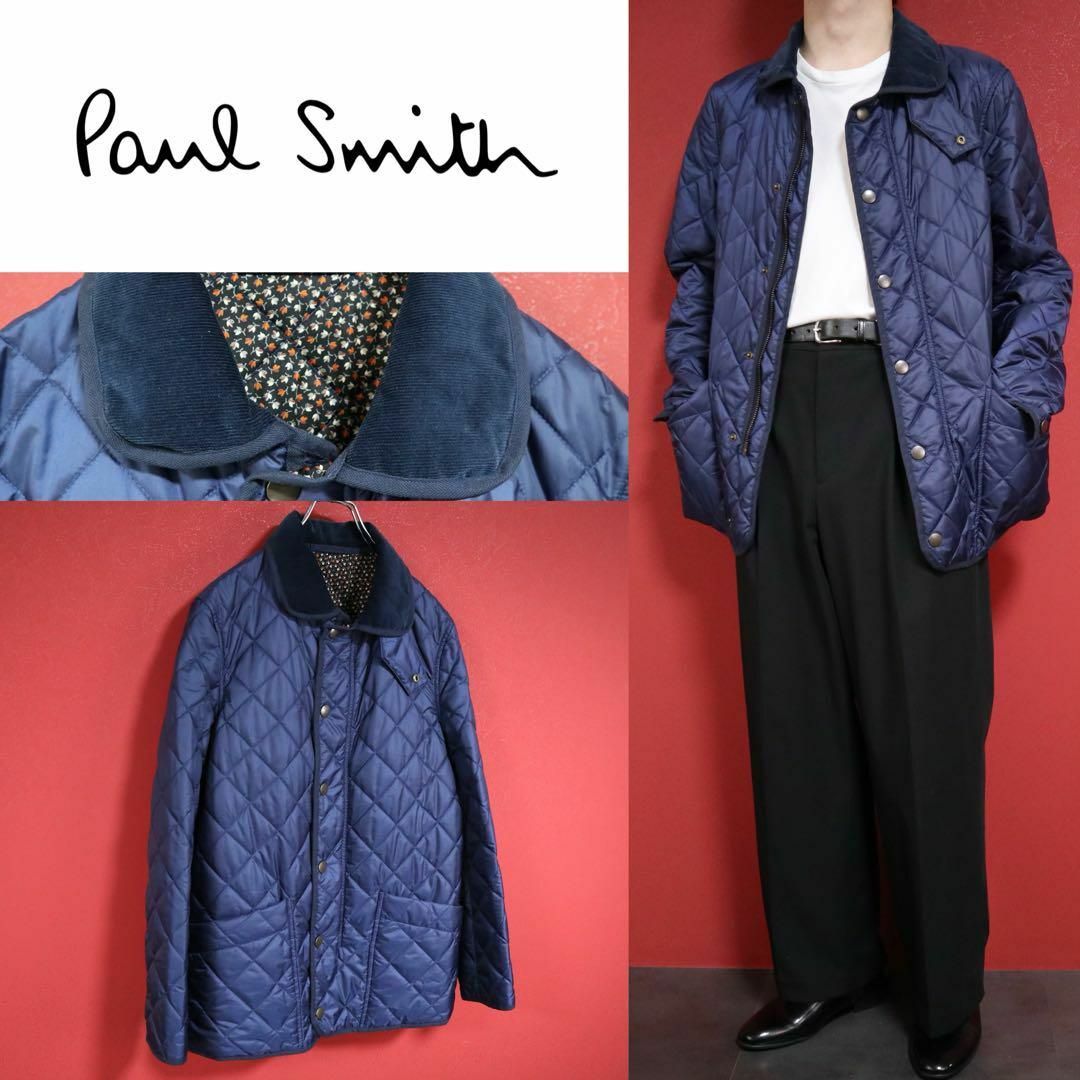 Paul Smith(ポールスミス)の【極美品】PS Paul Smith ダイヤキルト 襟ベロア切り替え ジャケット メンズのジャケット/アウター(ダウンジャケット)の商品写真