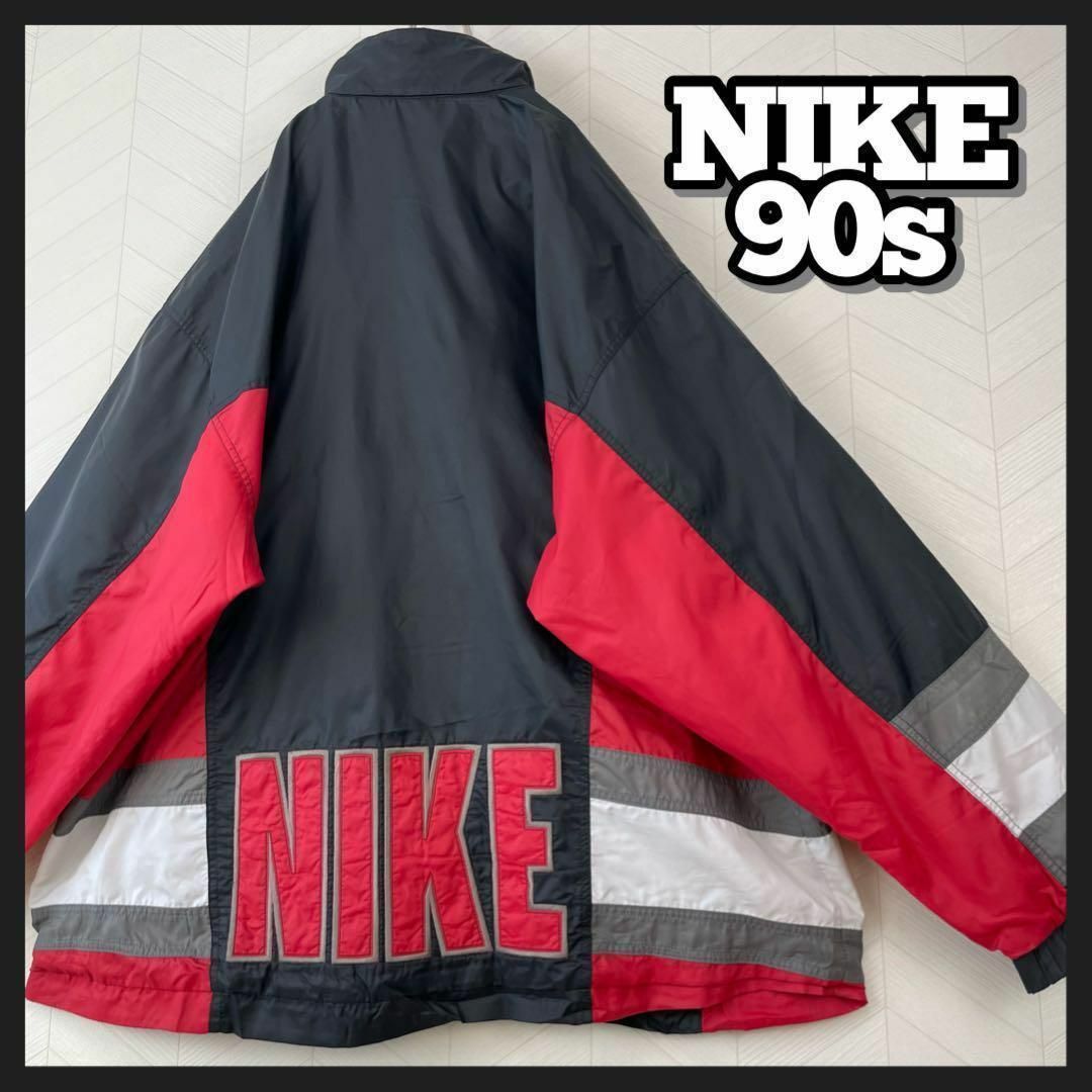 超激【おしゃれ】 90s NIKE トラックジャケット デカロゴ ナイロン ビックサイズ