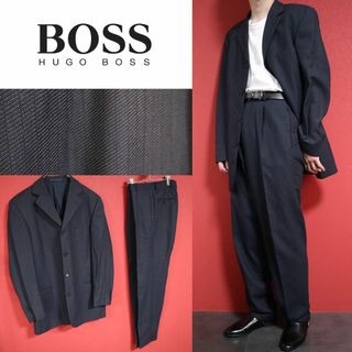 HUGO BOSS - 【オーバーサイズ】HUGO BOSS ネイビー 裾ダブル セットアップ